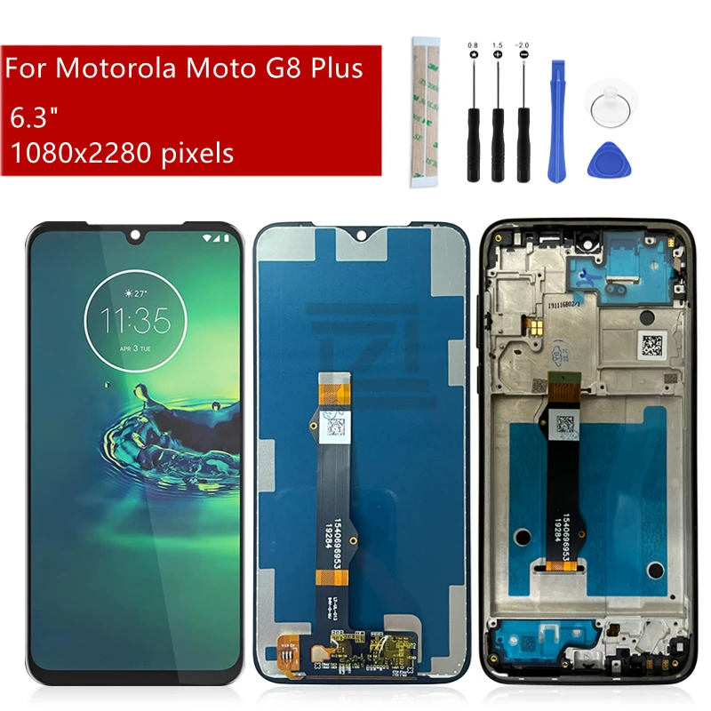 For Motorola Moto G8 Plus LCD Display Touch Screen Digitizer Assembly For Moto G8 Plus Display Replacement Free Tools 6.3\