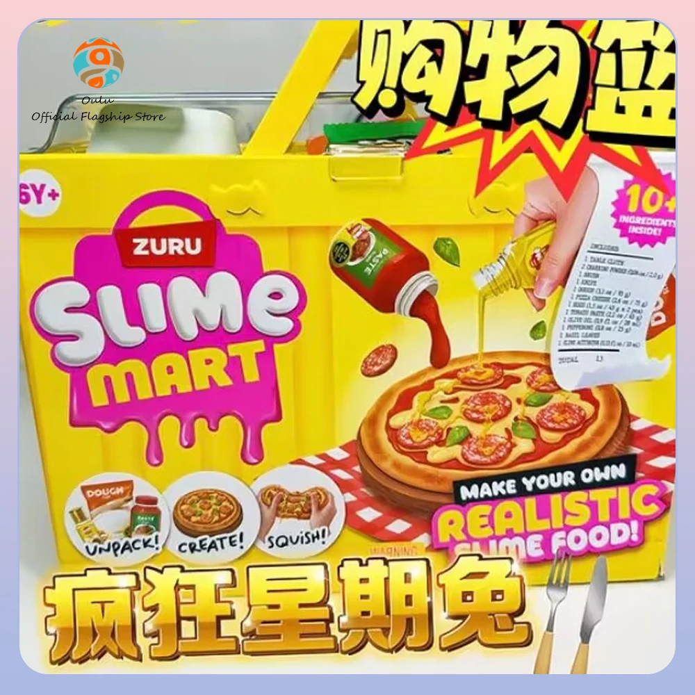 

New Genuine Zuru Slime Mart Blind Box Diy Gift Toys Stress Relief Slime Gift Hamburger Pizza Shopping Cart Diy Set Mystery Box