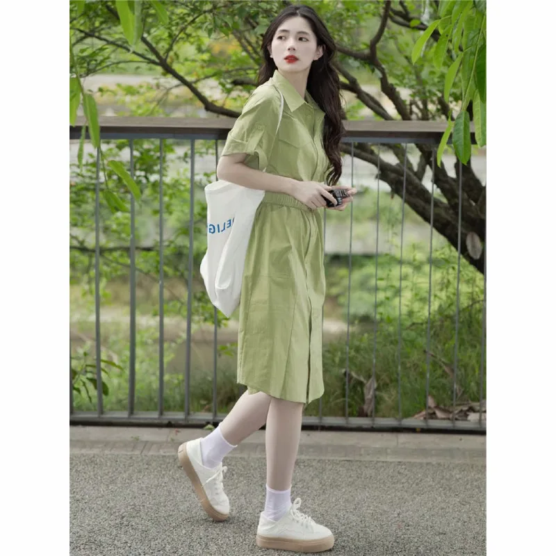 

Kikyo-Vintage Dress for Women Tea Break Elegant Style Delicate Polo Green French Korean Fashion Luxury High Grade Summer 2024