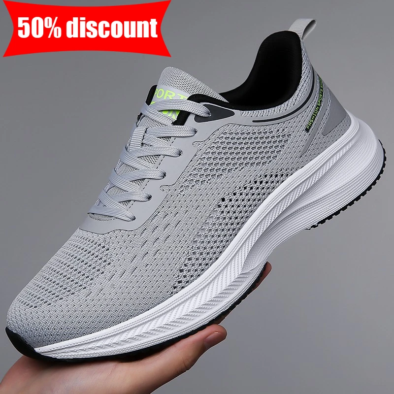 

Mens Sports Shoes Breathable Mesh Lightweight Casual Fashion Walking Shoes Anti Slip Elastic Soft Sole Summer Training Shoes