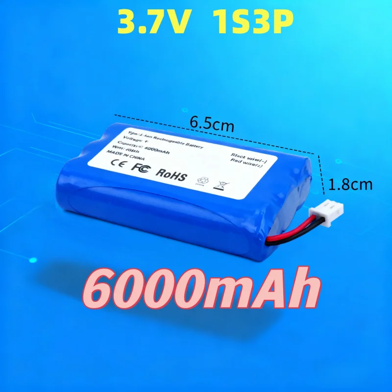 1S3P 3.7V 6000mAh18650 Battery Pack with XH2.54 Plug for Bluetooth Speaker Solar Light LED Headlamp Power Bank