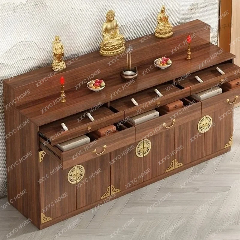 XXtable Buddhist shrine Chinese solid wood cabinet Household incense case Buddha statue cabinet