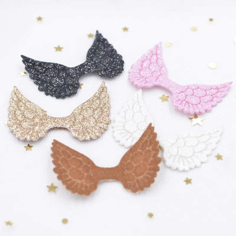 20Pcs 46*32mm Glitter Powders Angel Wing Appliques Colorful Cupid Wing Fairy Wing for DIY Clothes Hat Headwear Decor Patches