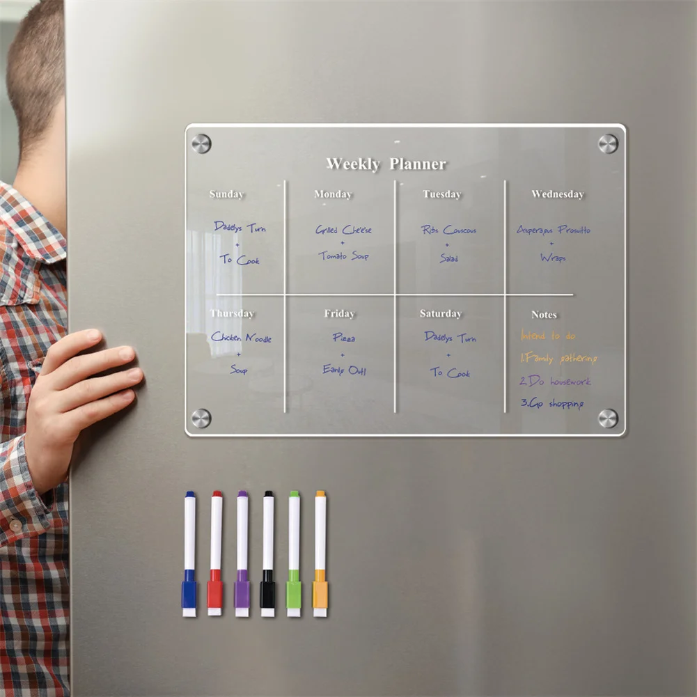 Reusable Magnetic Dry Erase Board Transparent Acrylic Clear Planning Whiteboard Workout Board For Fridge Refrigerator