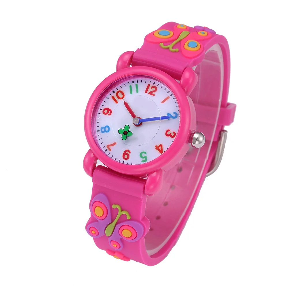 Adorable Watch Silicone Cartoon Design Comfortable Strap Precise Timekeeping Birthday Present for Rosy