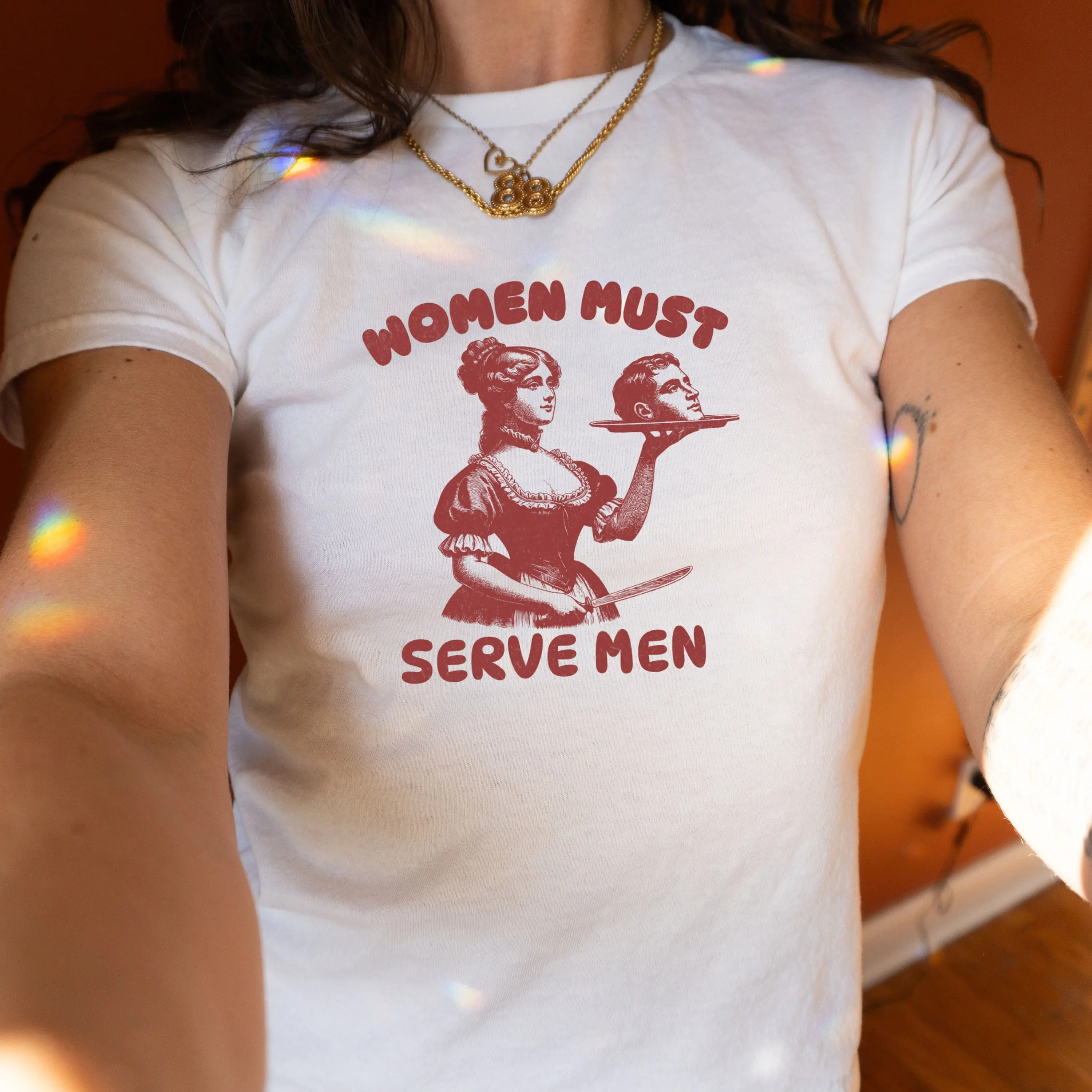 Kobiety Must Serve Men T Shirt Funny Y2K Baby Clothes For Girls Smashing Patriarchy Unhinged Feminist Subtle Feminism Babyt