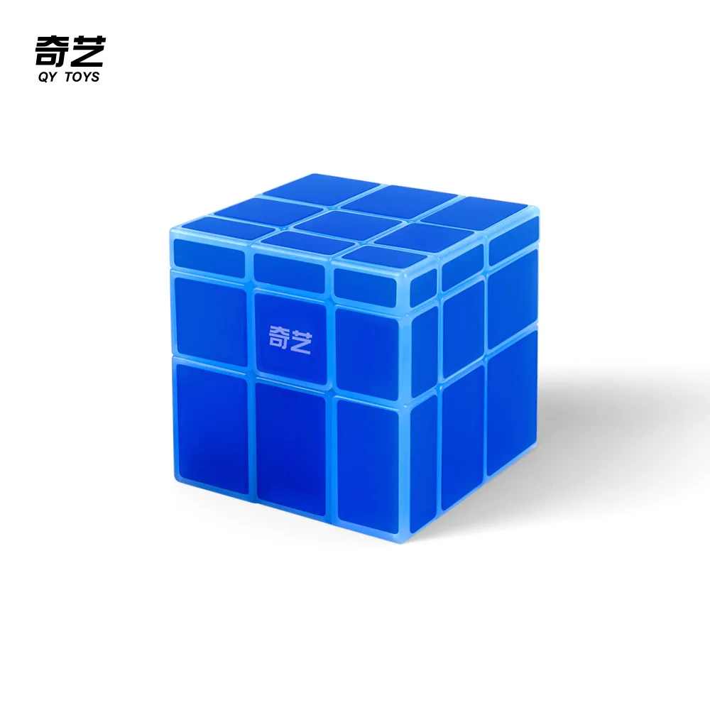 QiYi يتوهج في الظلام مرآة المكعب السحري للأطفال لغز السلس الدورية ثلاثة طلب اللون مضيئة مرآة على شكل المكعب السحري اللعب