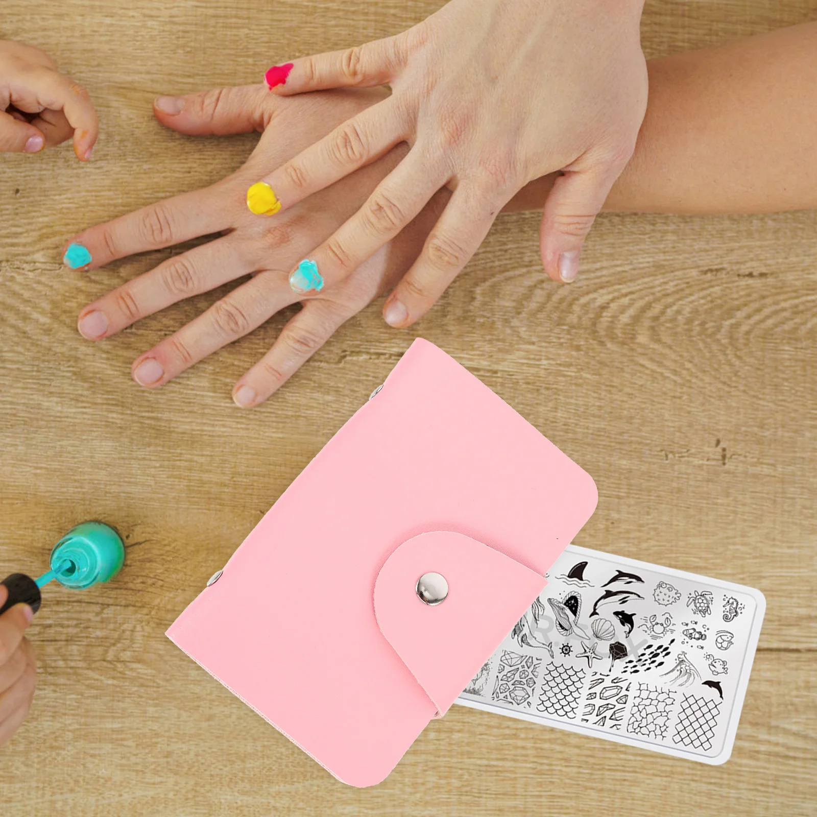 1 قطعة مسمار الفن ختم لوحة كيس التخزين 20 فتحات بطاقة المحمولة مانيكير قالب المنظم حقيبة مسمار حامل الاستنسل