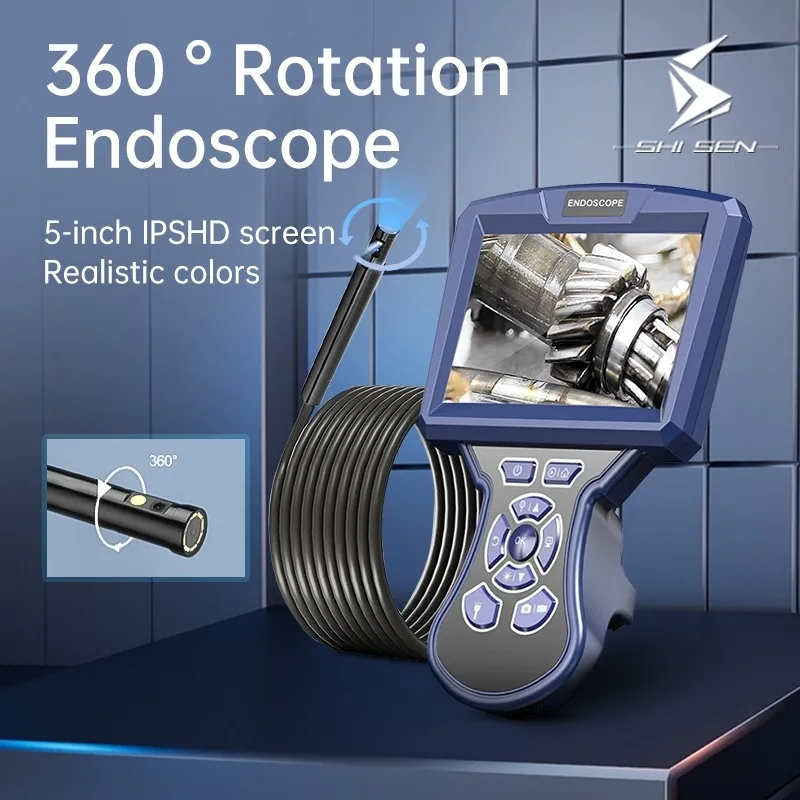 

8.5mm dual-lens 360° auto-rotating 5-inch 1080P HD IPS industrial endoscope pipeline inspection camera IP67 waterproof Borescope