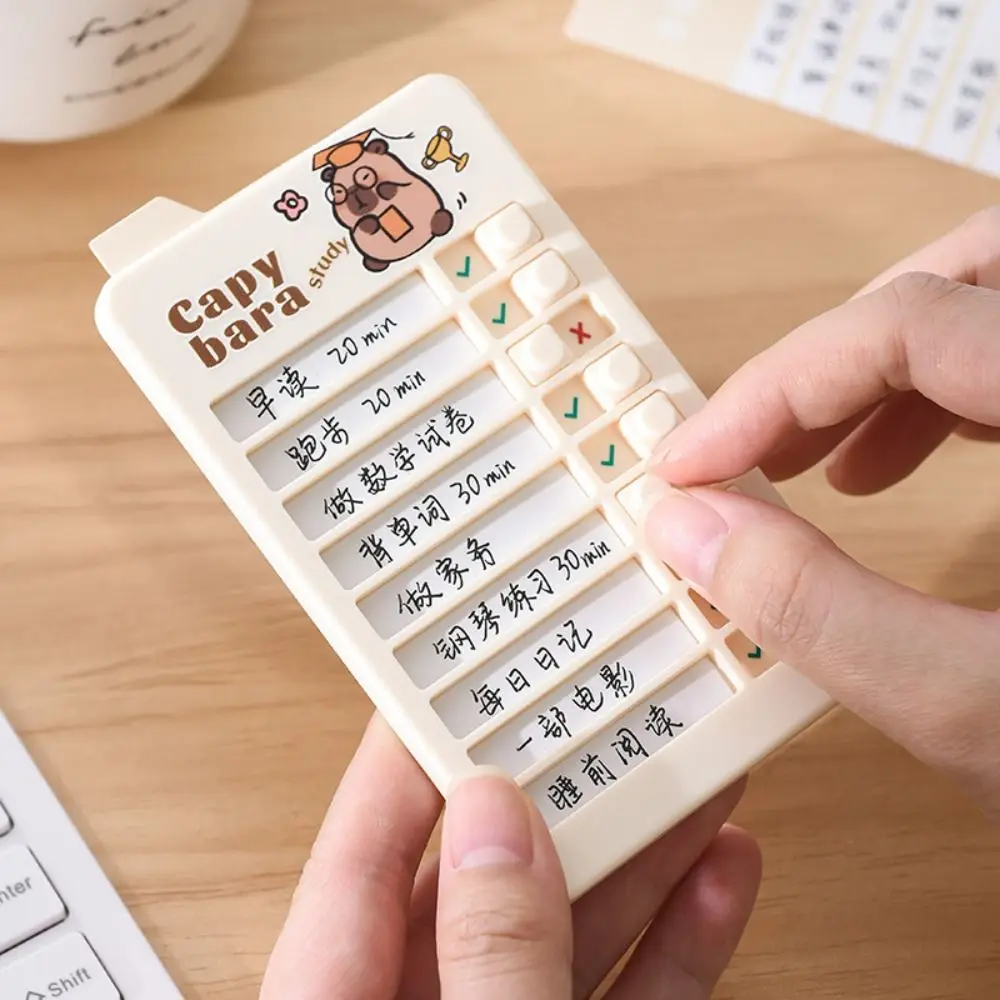 Capybara Good Habit Punch Card Panda Detachable Daily Task Planning Board Cartoon Plastic Self-discipline Punch Card
