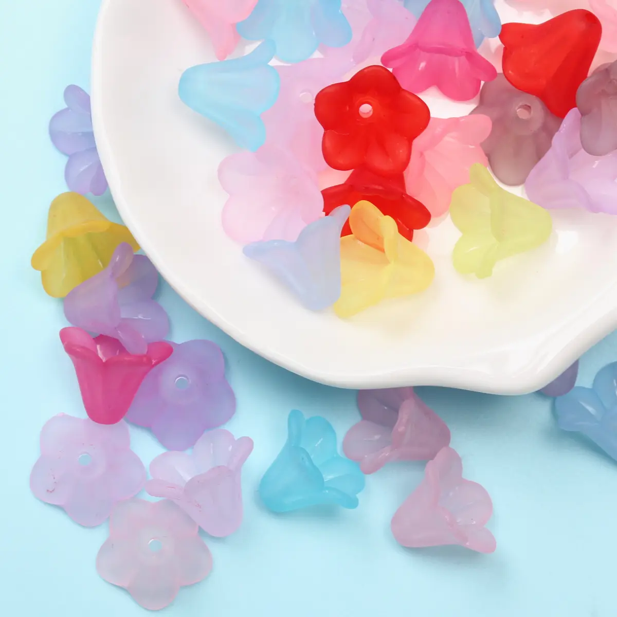 حبات زهور غوري صباحية أكريليك مصنفرة لصنع المجوهرات ، ألوان الحلوى ، قلادة مصنوعة يدويًا ، أقراط ، سوار ، 13 × 10 ، 50 #2