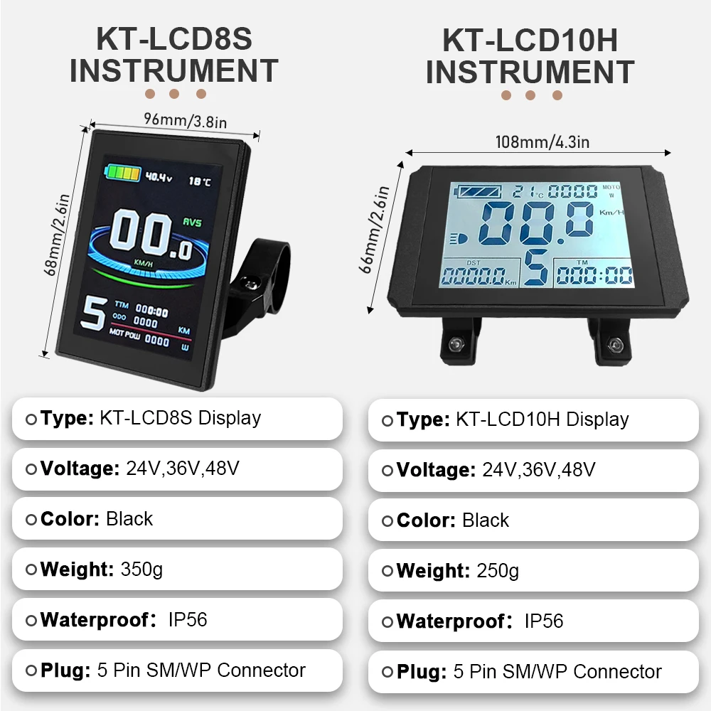 Bicicletta elettrica KT LCD Display a LED impermeabile SM Plug 24V 36V 48V Lcd3 lcd8h led 880 LCD7 ebike Display per Kit bici elettrica