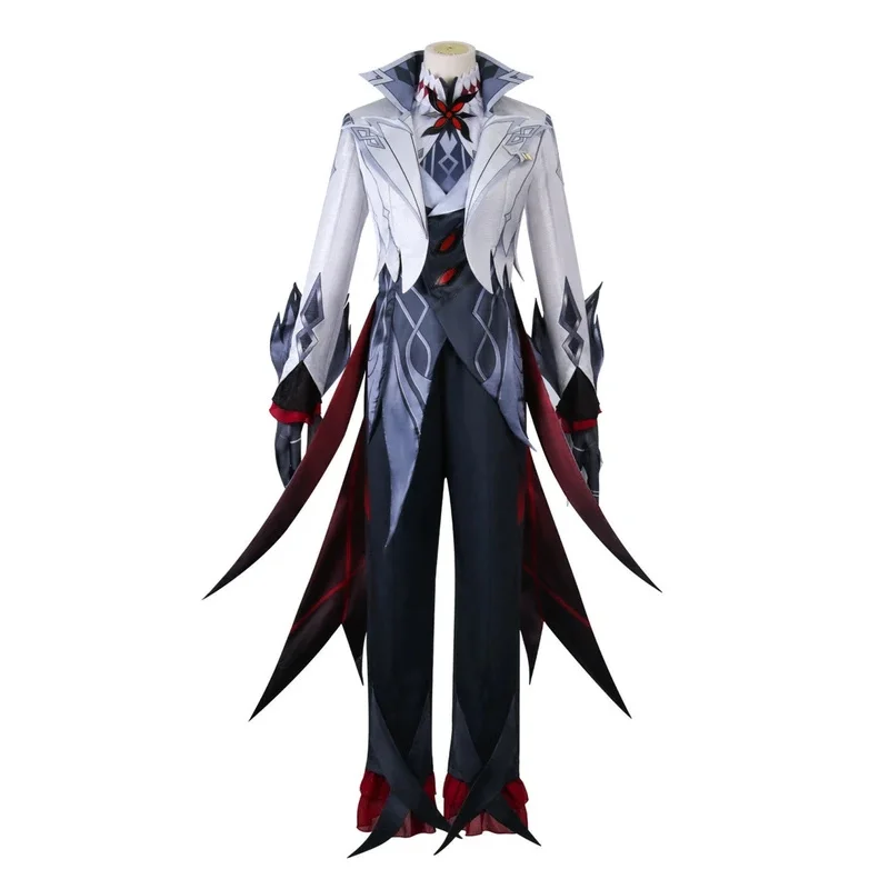 

2025iyi Game Genshin Harlequin Impact Косплей Костюм Хэллоуин Карнавал Мужская одежда Аниме The Knave Черно-белый парик Одежда