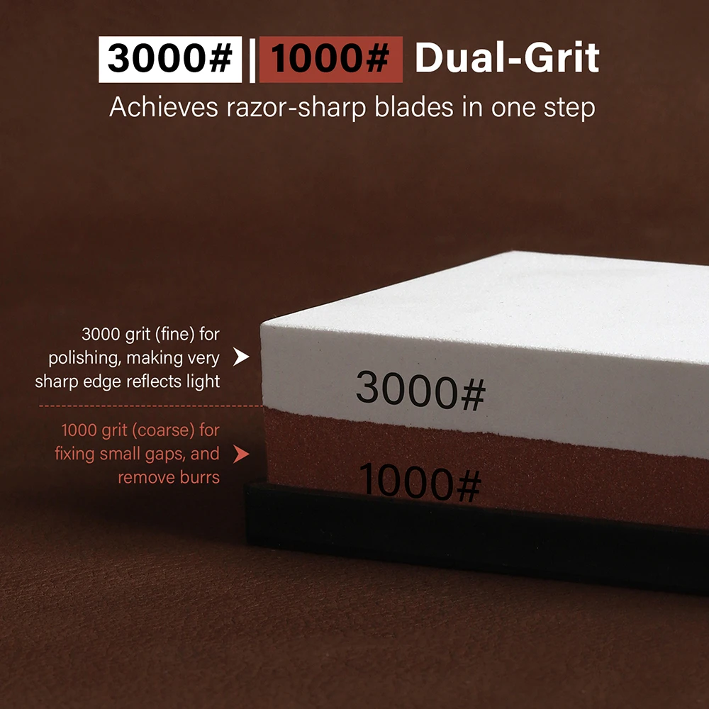 WUTA Professional Knife Sharpener Whetstone Sharpening Stones White Corundum 1000/3000 Grit Water Grinding Stone Leather Tools