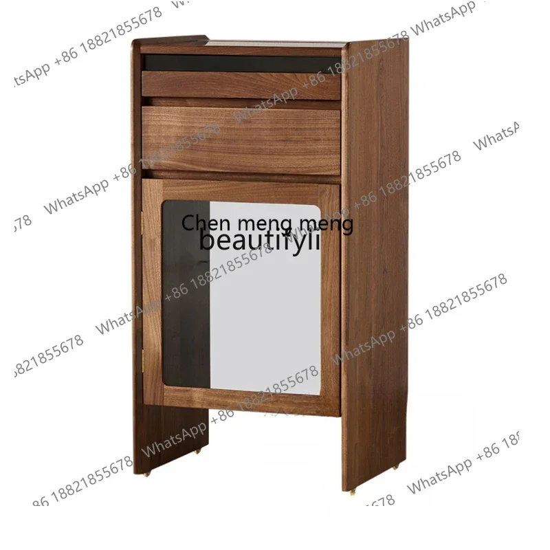 D178 North American Black Walnut Solid Wood Living Room Small Cabinet Sweeping Robot Base Station Upper Shelf