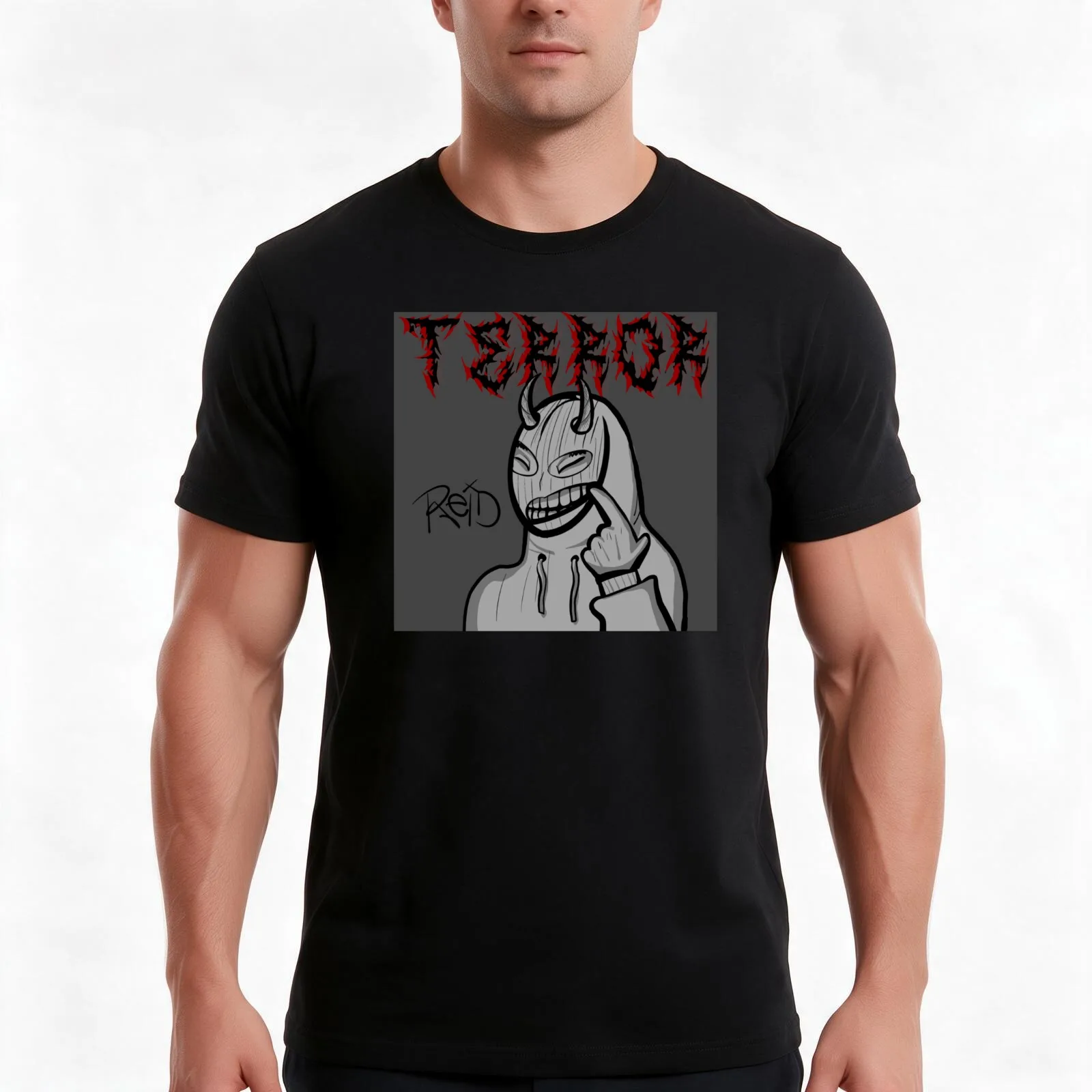 Terror Reid - stylized cartoonish T-Shirt, Summer Casual Cotton Tee, Oversized Streetwear Tops, Vintage Graphic Print