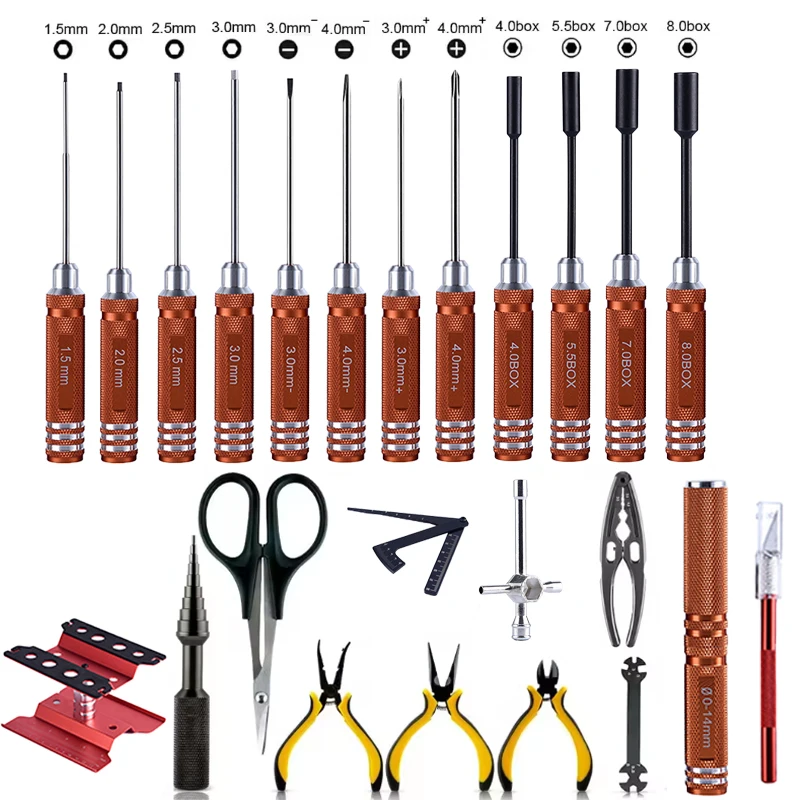24 in1 RC Hex Screwdriver Tool Kit Hex Nut Driver Phillips Screwdriver Allen Wrench Repair workbench For RC Car Boat Airplane
