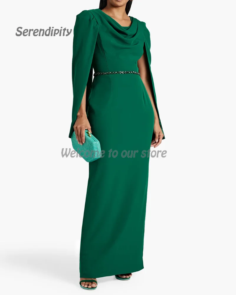 

Serendipity Simple Trumpet Prom Gown Floor-Length Elegant Sequined Cape-effect Embellished Crepe Evening Dress For Sexy Women