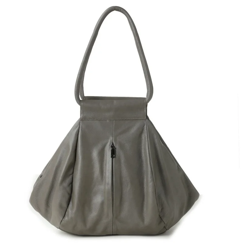 Bandolera de cuero suave genuino de gran capacidad, bolso de mano para mujer, diseño elíptico, estilo perezoso, bolso de compras para ir al trabajo, bolso de mano grande para mujer