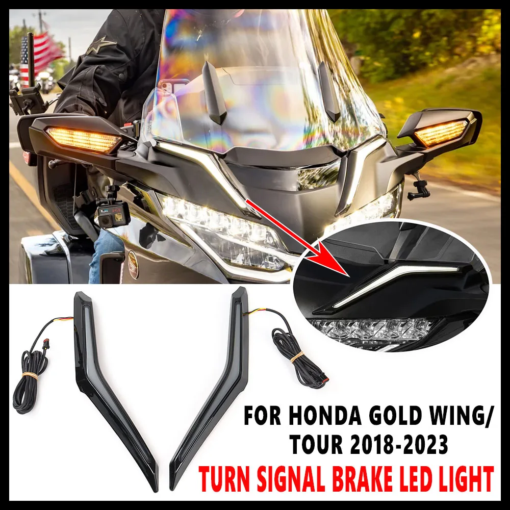 New For Honda Gold Wing GL 1800 Tour DCT Airbag 2018-2023 Motorcycle Strike Windshield Trim Lamp Turn Signal Brake LED Light