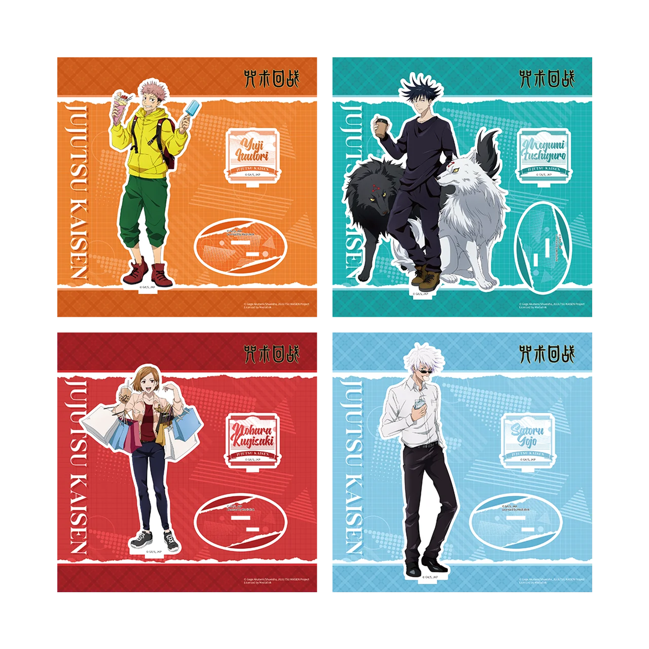 

Anime Game Jujutsu Kaisen Satoru Gojo Itadori Yuji Fushiguro Megumi Kugisaki Nobara Drinks series Cosplay Acrylic Standing sign