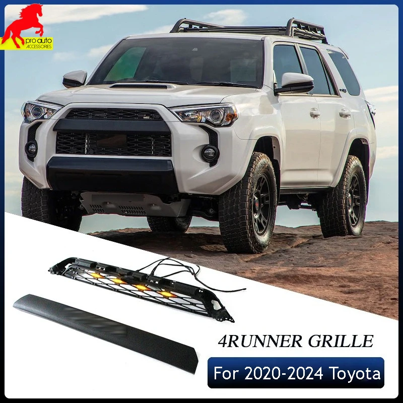 

Агрессивный передний бампер в стиле TRD Pro для Toyota 4Runner 2020-2024 гг., черный ABS, гоночные грили с прямой посадкой, Стайлинг автомобиля