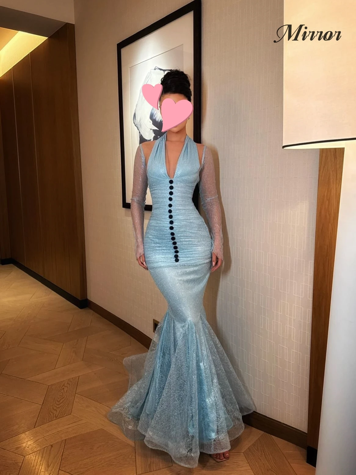 미러 드레스 우아한 빈티지 달콤한 블루 머메이드 레이스 리본 섹시한 신상 맞춤형 공식 행사 프로모 드레스 이브닝 파티 가운