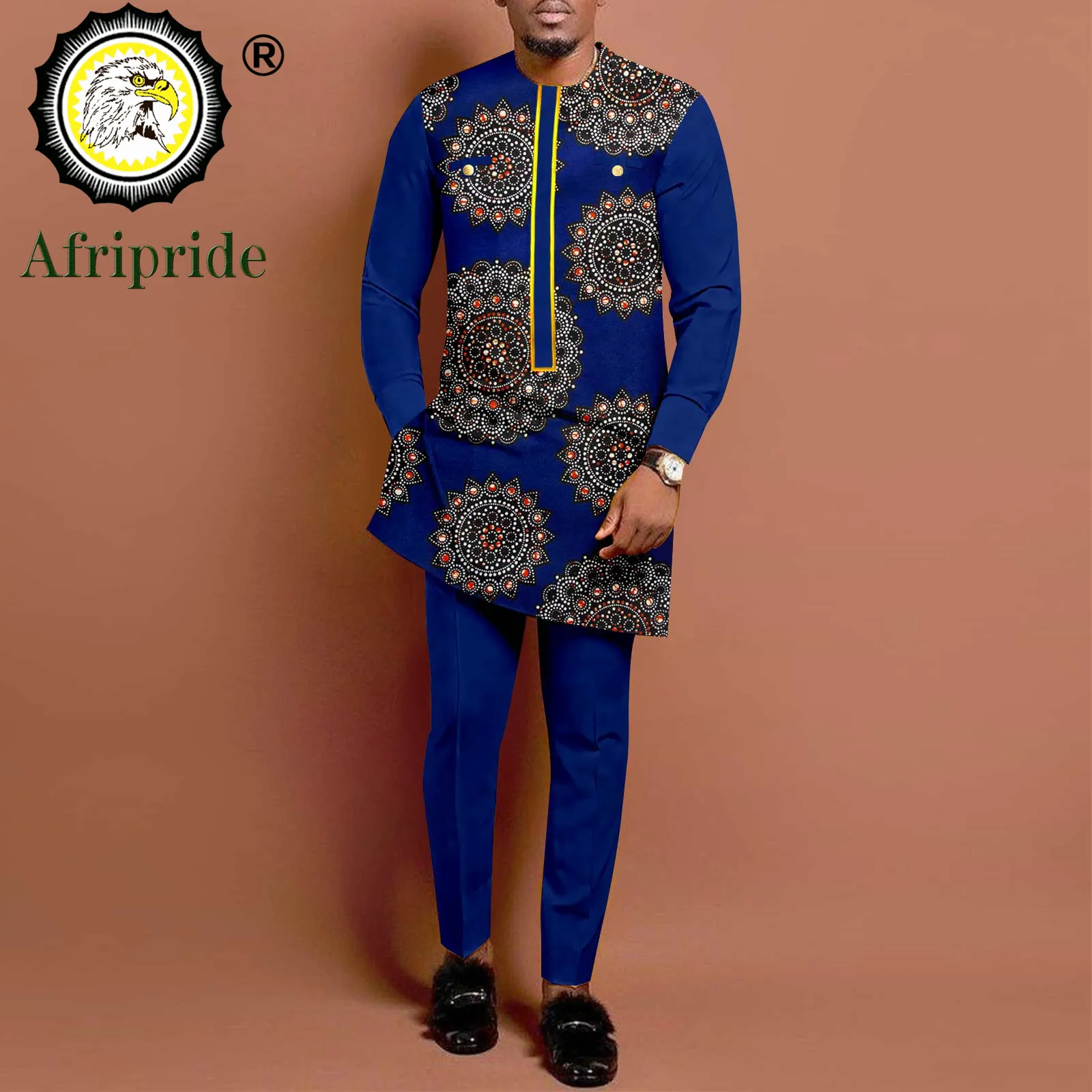 Traje africano para hombre, camisa y pantalón estampados de manga larga, conjunto de 2 piezas, Dashiki traje tradicional, atuendo informal de talla grande, A2316026