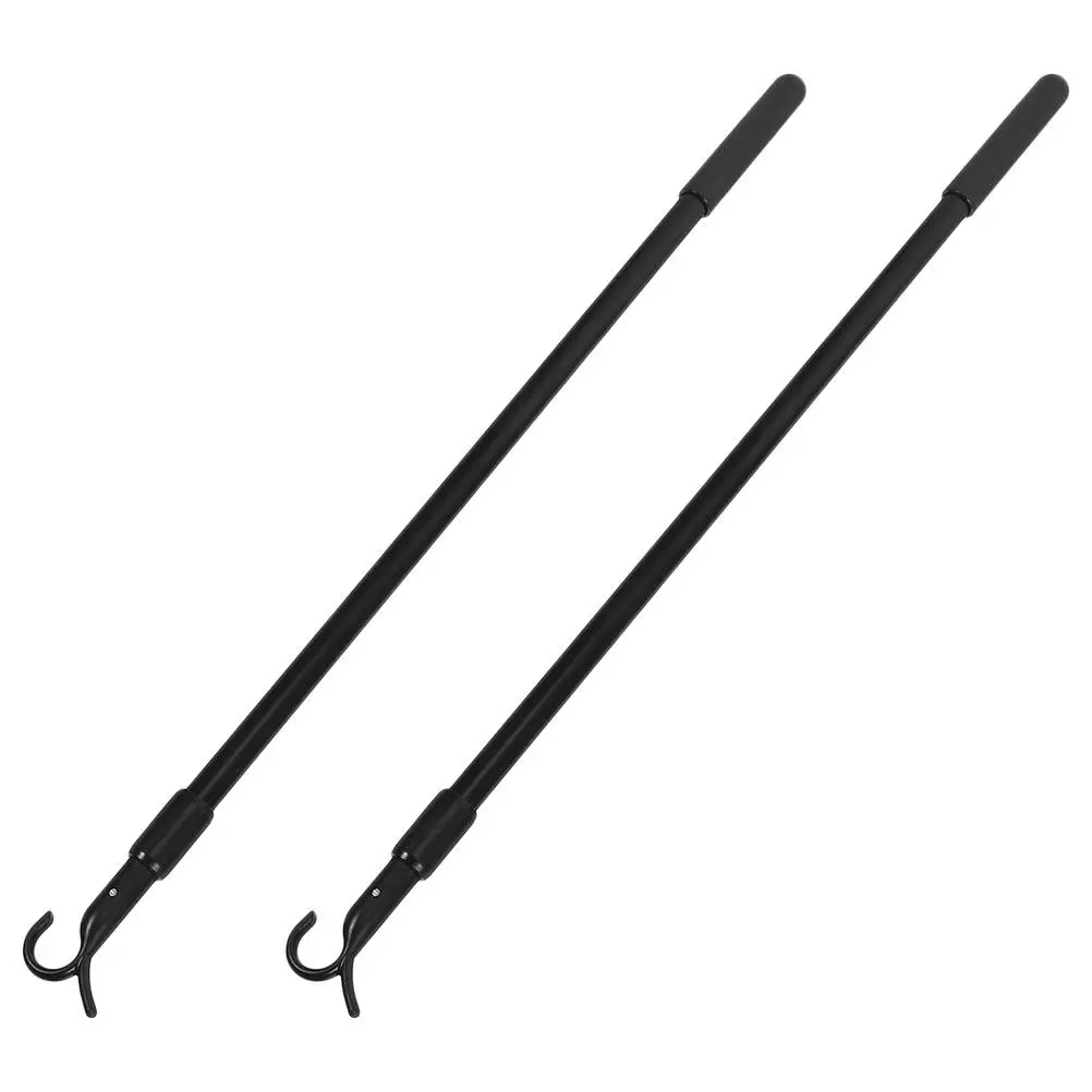 2Pcs Telescopic Curtain Pole Aluminum Alloy Adjustable Extension Rod Smooth Operation Space Saving Retractable for Windows Doors