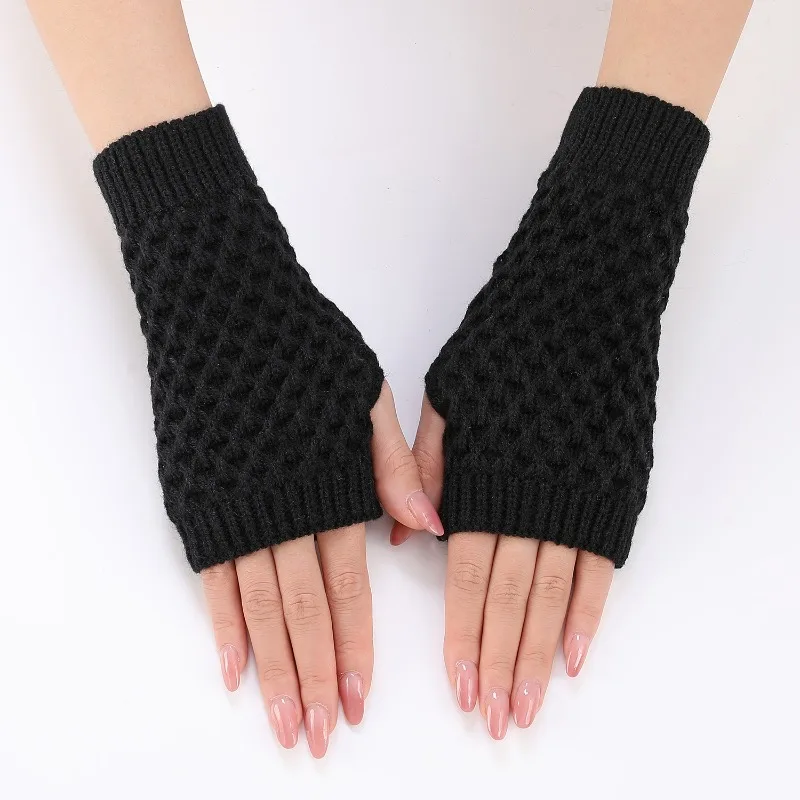 Short Pineapple Flower Gloves Autumn Winter Knitted Wool Fake Sleeves Women Warm Anti Cold Fingerless Arm protective gloves