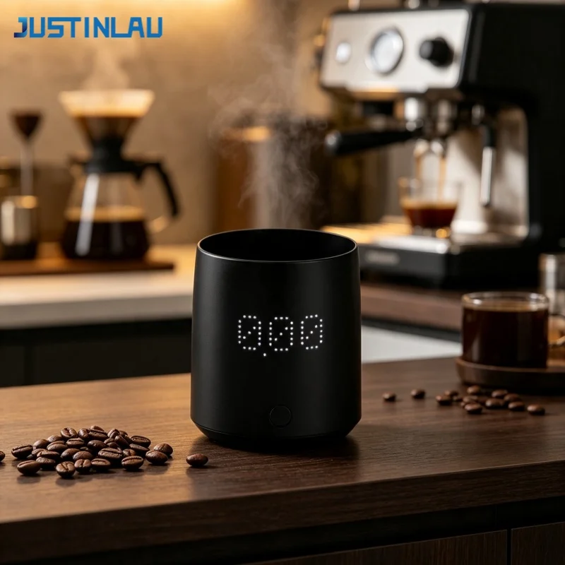 JUSTINLAU Espresso Coffee Scale Professional Coffee Scale for Powder＆Liquids 0.1g High Precision Waterproof Coffee Dosing Cups