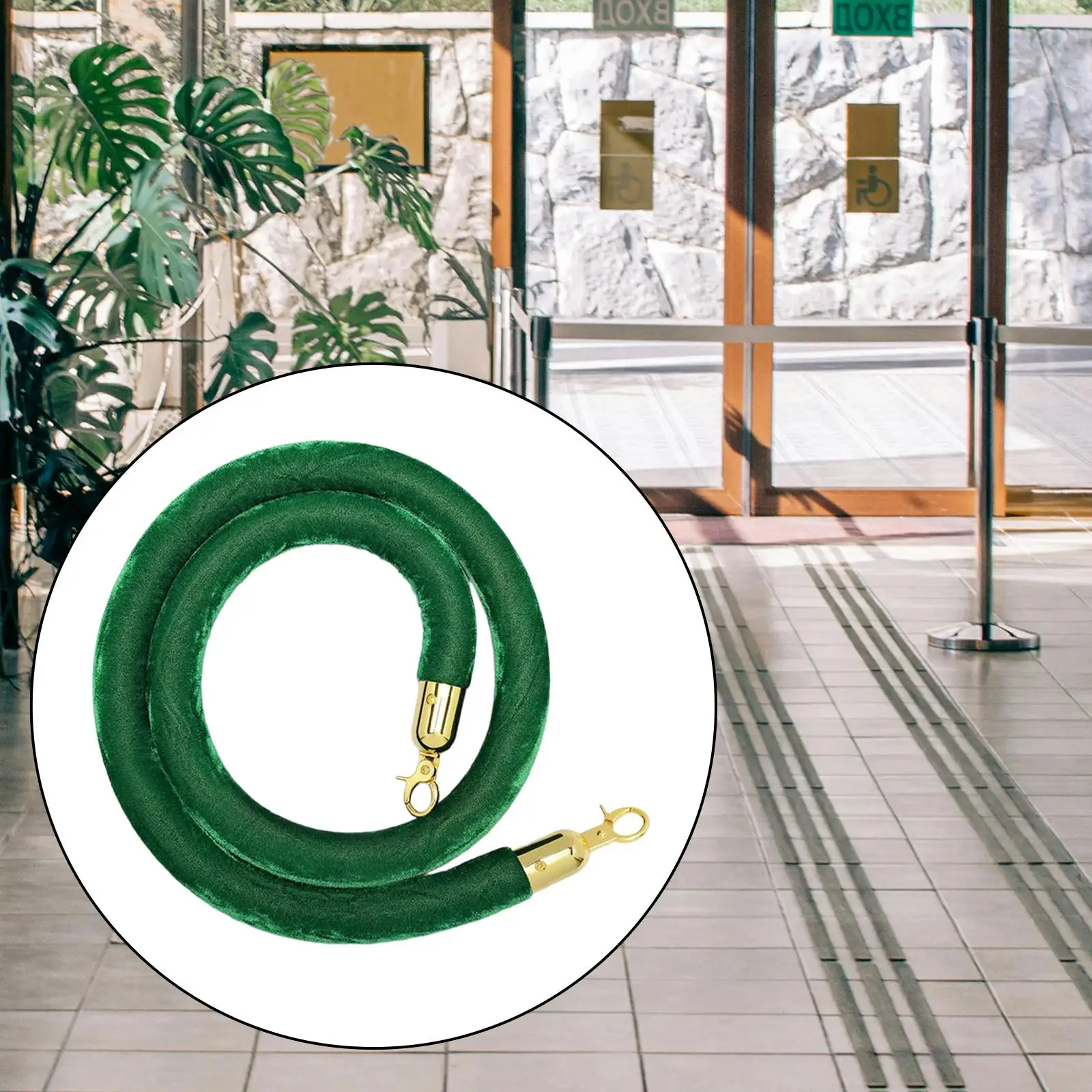 حبل حاجز للتحكم في الحشود مقاس 59 بوصة بديل متعدد الاستخدامات للمحفى المسرحية باللون الأخضر #5