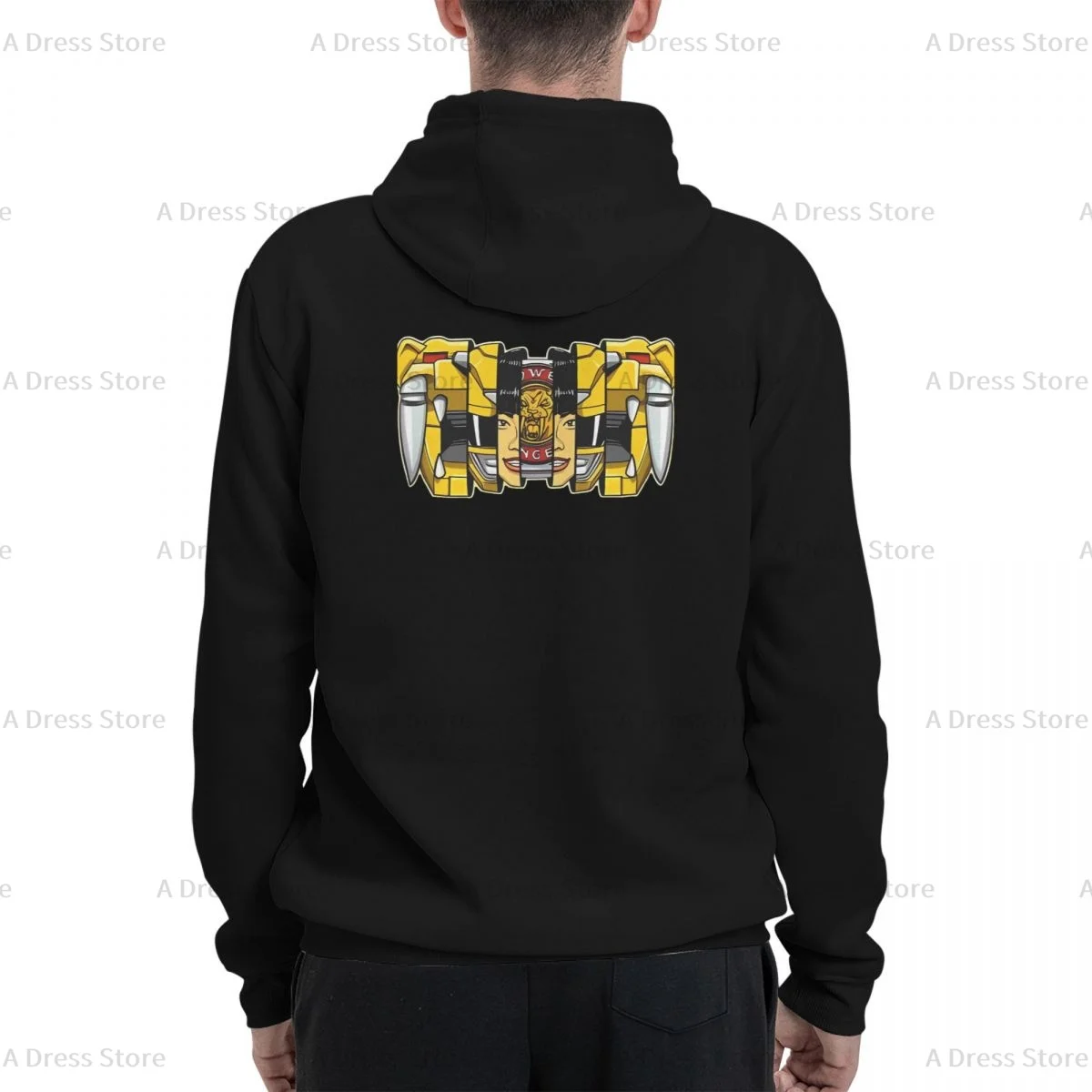 Mmpr Green Yellow Ranger Polyester Two sided Hot stamping printing Men's Sweater,Unisex Vintage Pullover Hooded