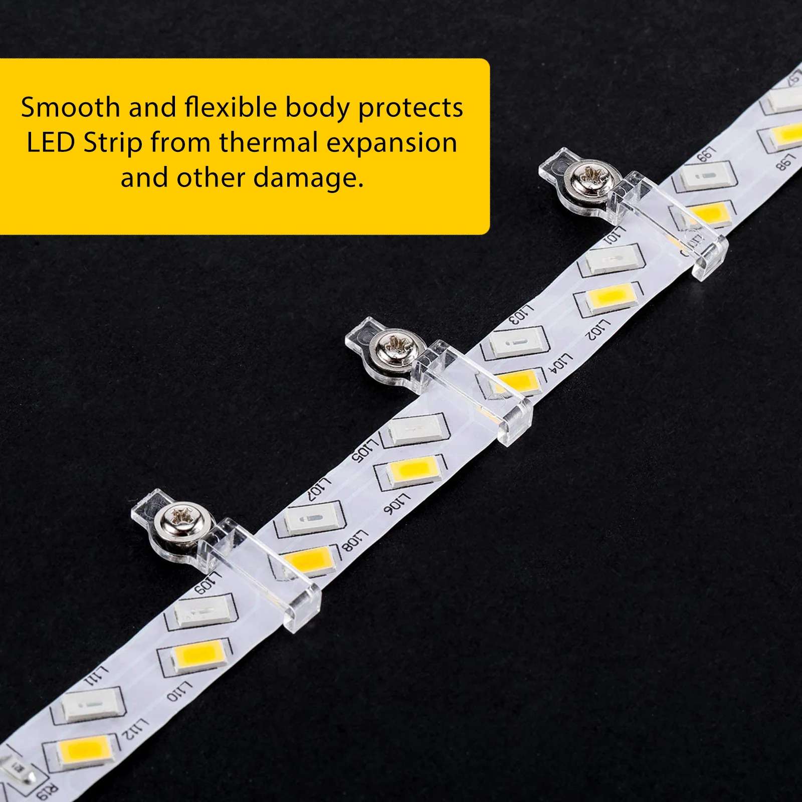 

100Pcs LED Strip Lights Clips Heavy Duty Plastic Fixing Clips for Tape Lights Smooth Compact Light Mounting Clamps