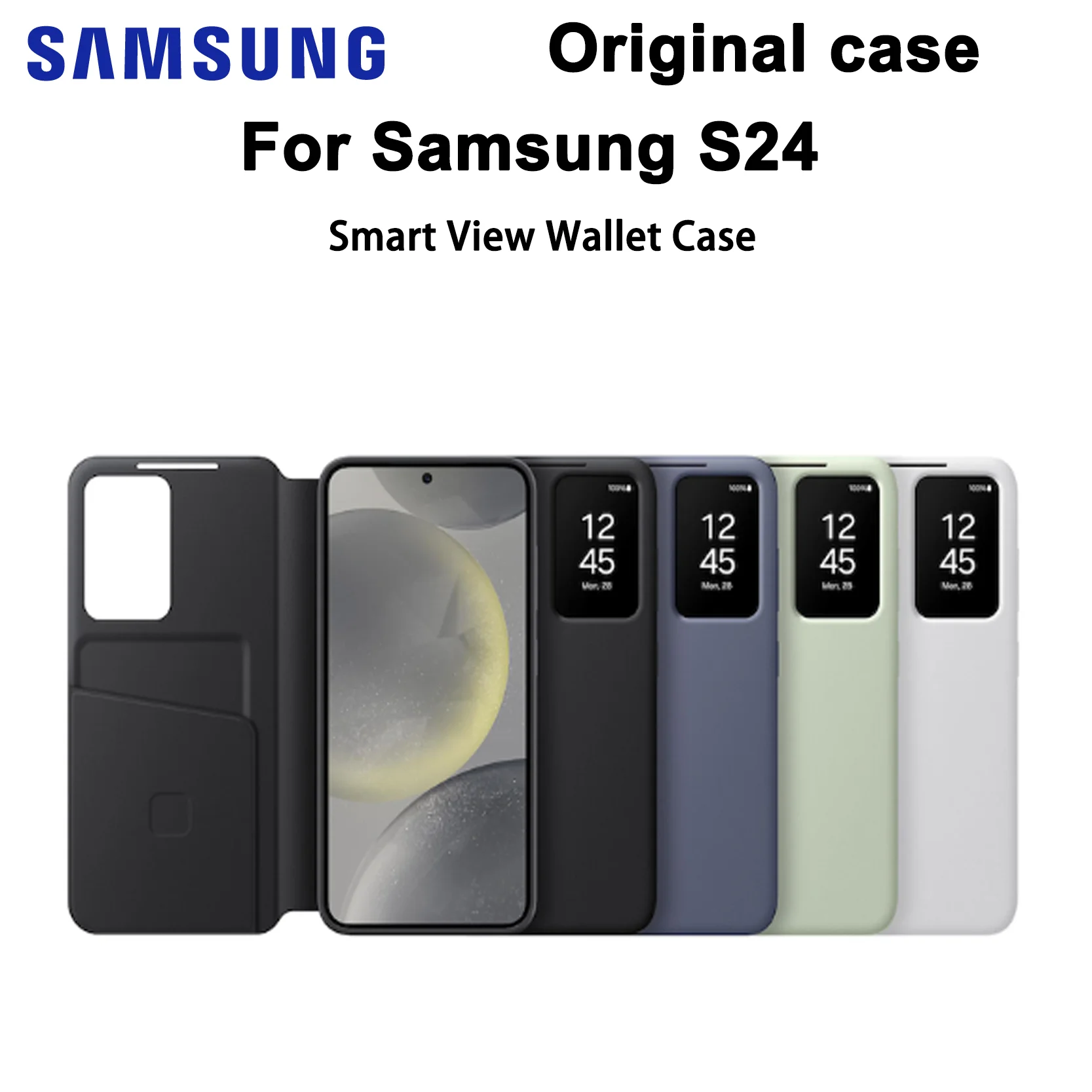 

Original Samsung Galaxy S24 Smart View Wallet Case Smartphone Card Slot Viewing Window Phone Case
