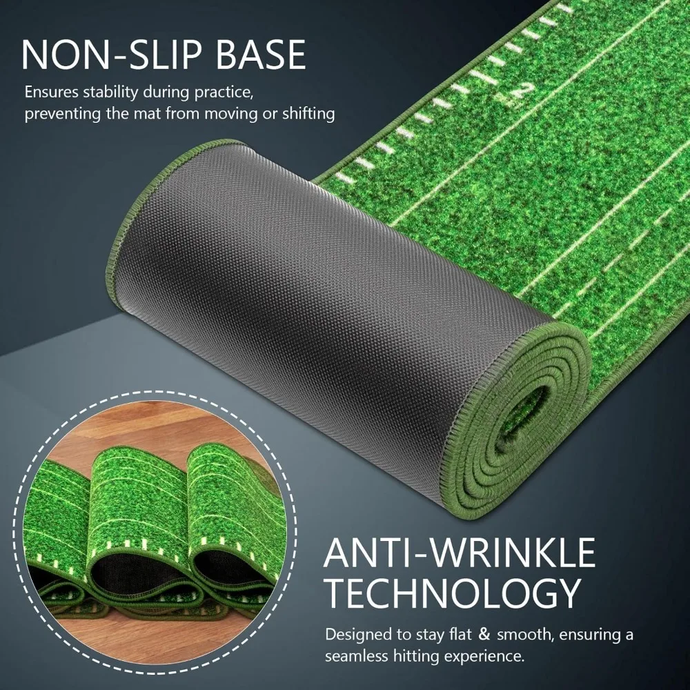 حار بيع! حصيرة وضع الجولف مع كرة أوتوماتيكية، وضع داخلي أخضر، حصيرة مخملية كريستالية وقاعدة من الخشب الصلب، هدايا ممارسة ألعاب الجولف #5