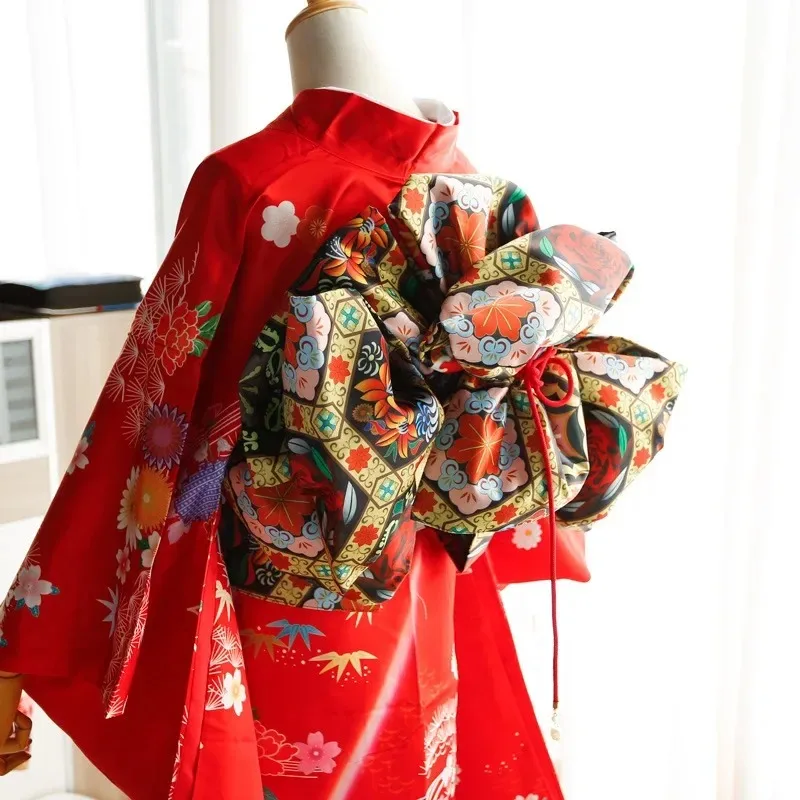 ผู้หญิงชุดกิโมโน Obi เข็มขัด Big Bow Tie Knot อย่างเป็นทางการ Yukata Girdle Creative Obi ชุดเข็มขัดคอสเพลย์อุปกรณ์เสริม