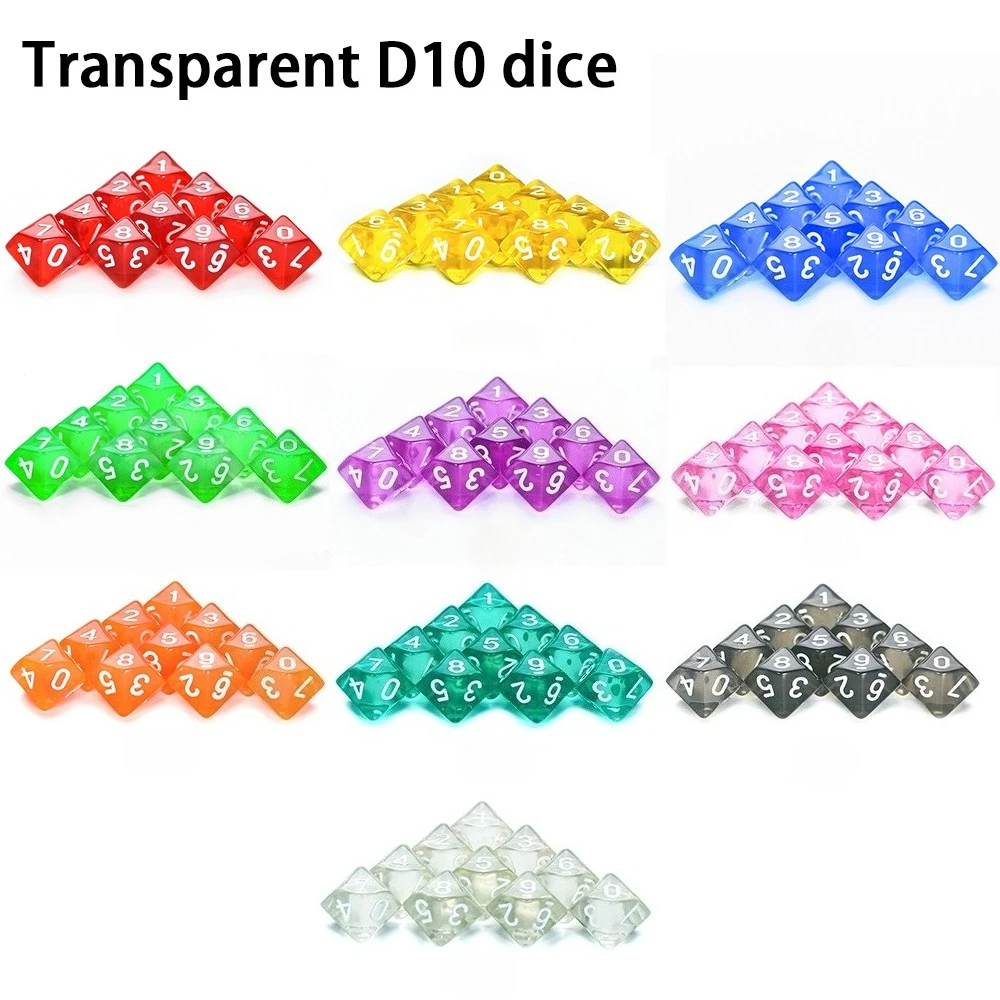 

10 шт. D10 игральные кости красочные многогранные игральные кости для DND RPG настольная игра вечеринка развлечения