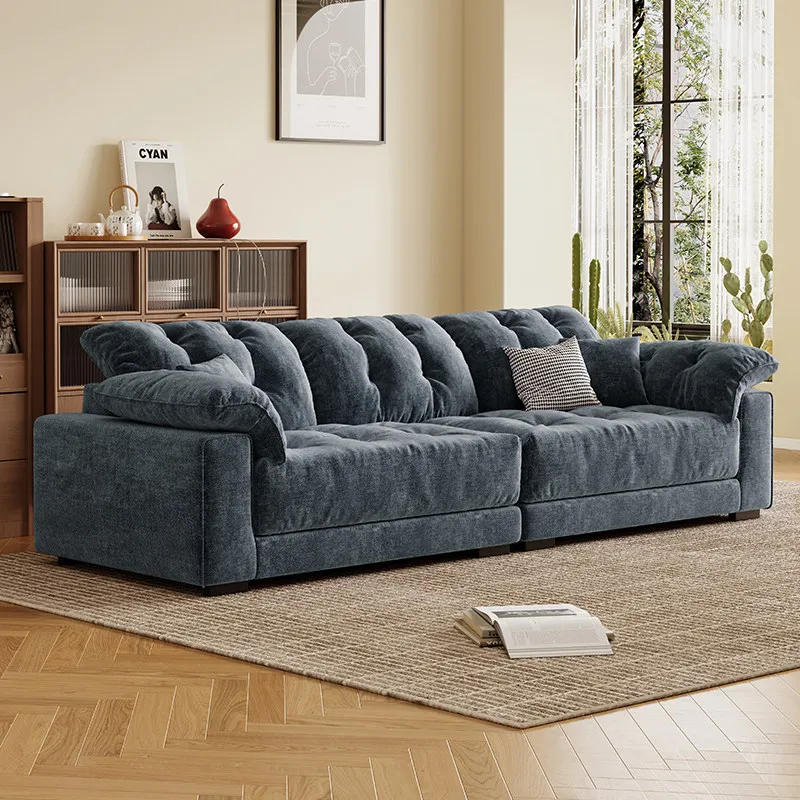 ^Premium Chenille Velvet Fabric Movable Modular Sofa Set Modern Minimalist Biscuit Tufted Sectional for Villa & Hotel