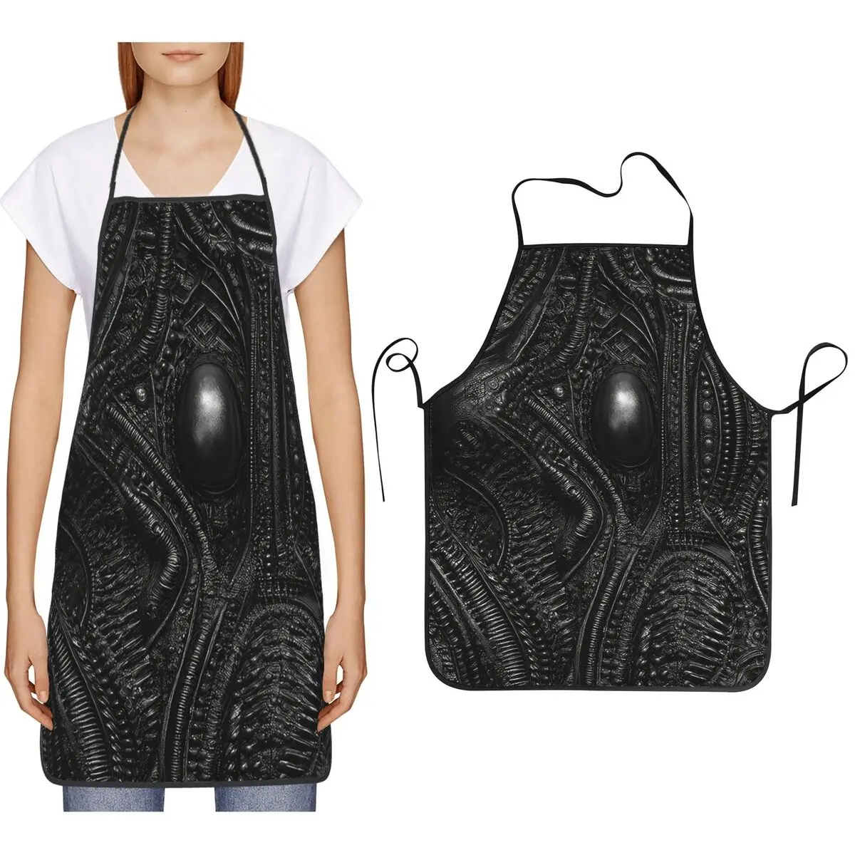 Textura Hans Rudolf Giger Work H.R. Delantales estilo Giger Alien para chef, cocina, limpieza y uso general