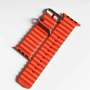 Apple Watch 스트랩 용 실리콘 오션 밴드 45mm 46mm 40mm Ultra 2 49mm 44mm 41mm 38-42mm 스포츠 팔찌 시리즈 10 9 8 7 6 5 4 SE 12 최고의 판매 롤렉스 스티커 -11