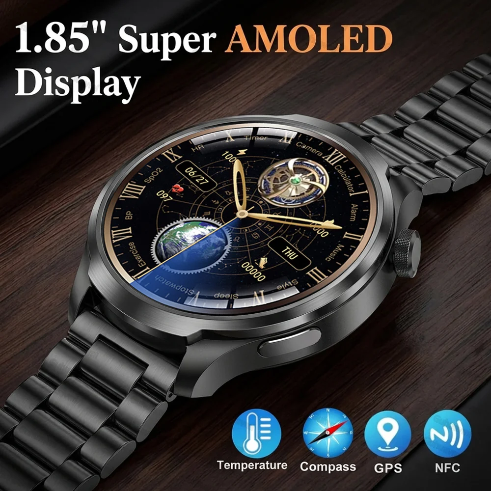 

1.85-inch Smart Watches man Sport Waterproof Fitness Blood Pressure Heart Rate Compass GPS Track NFC Bluetooth Call Smart watch