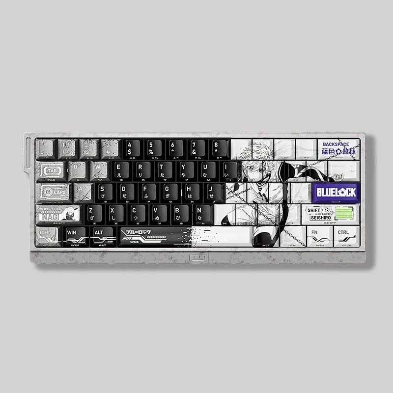Cang Hai Yue Customized Blue Lock Theme Mechanical Keyboard Keycaps 130PCS Thermal Sublimation Keycaps Mad60 Wooting60He Gift