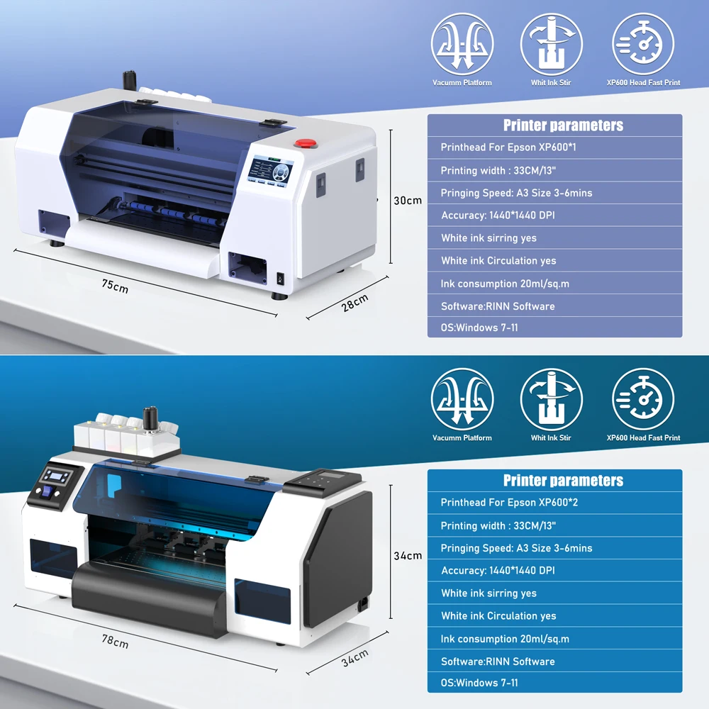 A3+ DTF Printers XP600 Impresora A3 dtf Printing Machine A3 dtf printer For Apparel Printing T-Shirt Shoes Hoodies