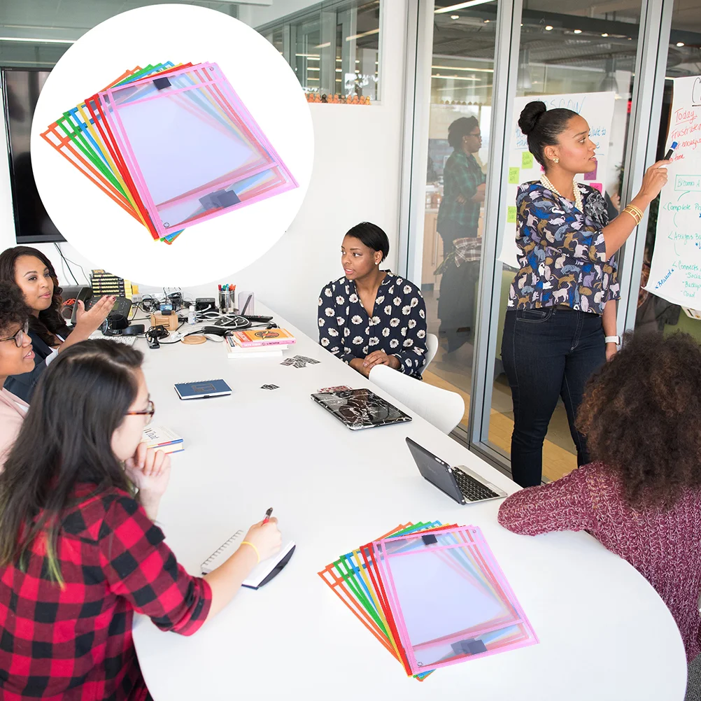 8 Pcs Erasable File Bag Pockets Storage Bags Heavy Holder Dry Erase Sleeves Office