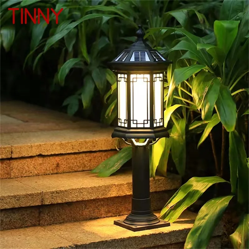 

TINNY Black Solar Lawn Lamp Outdoor Retro LED Waterproof Classical for Home Villa Path Garden Solar