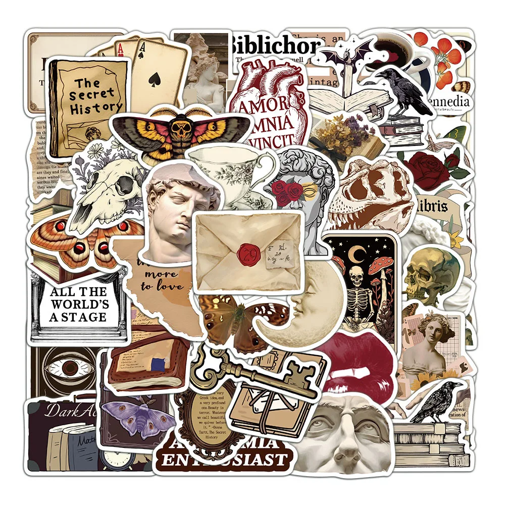

50 шт., стикеры в стиле темной академии, винтажные готические эстетические наклейки, стикеры в стиле темной академии для журнала, скрапбукинга, волшебный эстетический стикер