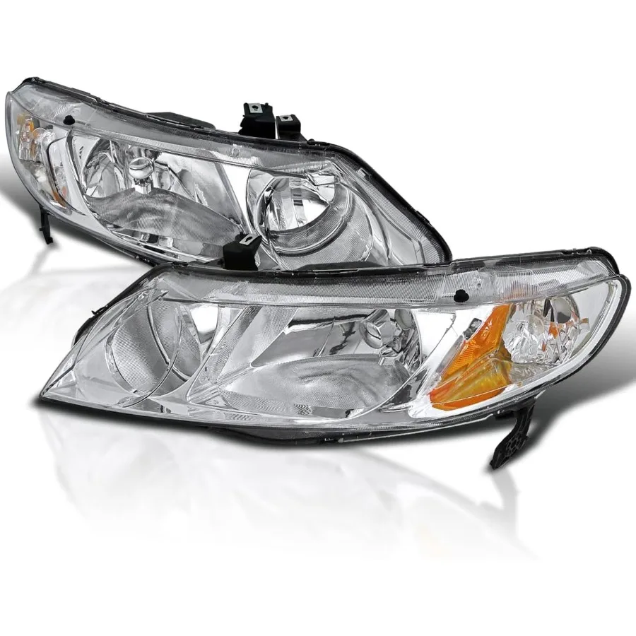 

Хромированный корпус, прозрачные линзы, фары с сигналом, совместимые с Honda Civic 2006-2011, 4 двери, L + R, пара головной светильник в сборе