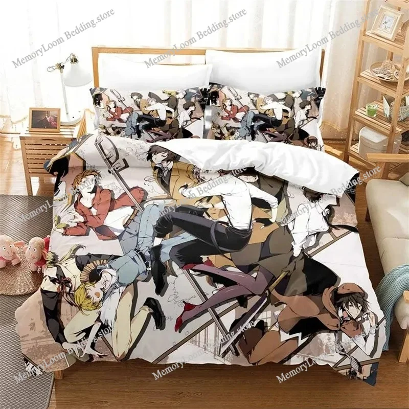 Home Textile Cartoons Bungo Stray Dogs Cover Duvet Cover Pillow Case Boy Girl Polyester Bedding Set King Queen Twin Size
