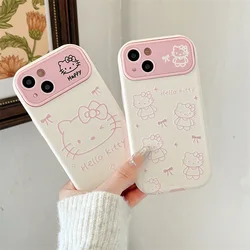 Hello Kitty Sanrio Pink Girls Lens protection Anime Phone Case For iPhone 15 14 13 12 11 Pro Max Case Cute Sweet cartoon Cover